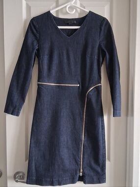 Alexander Wang Zipper Stretch Denim Dress Size 6 Small Decent Used Condition